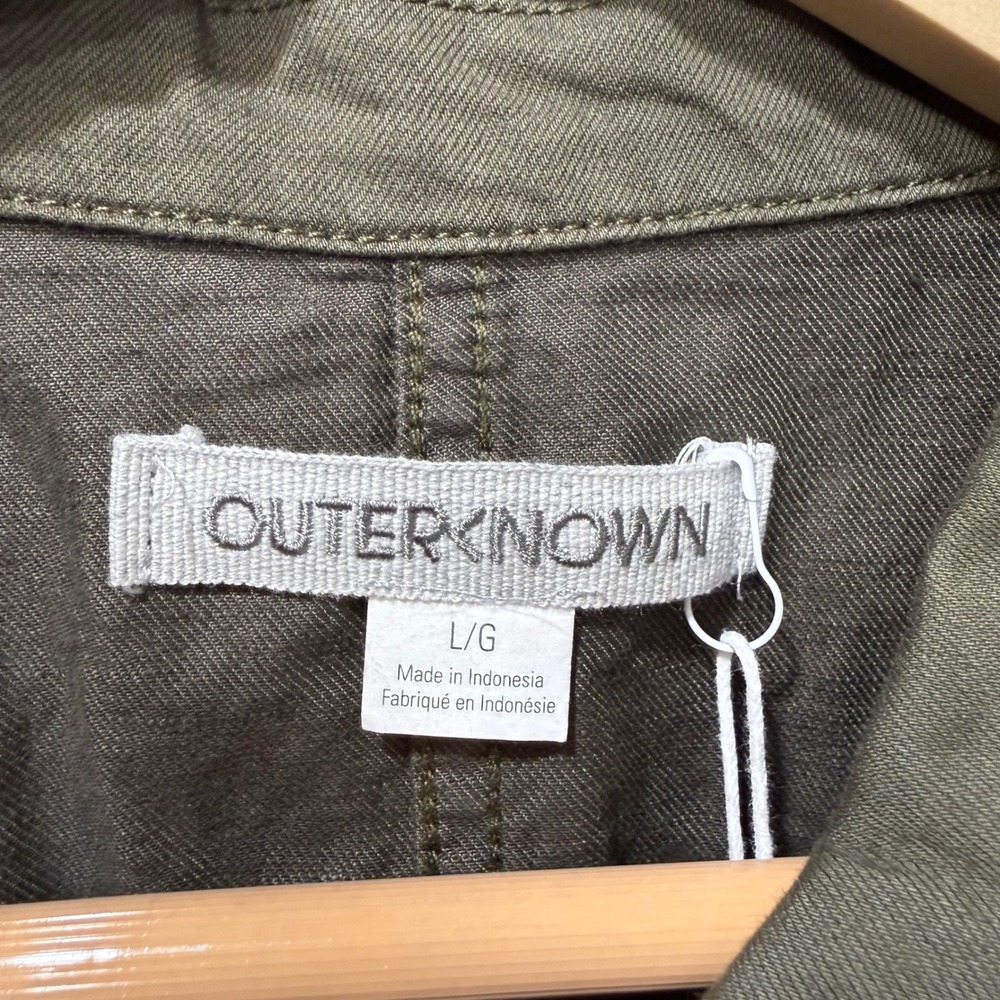 Outerknown Station Suit Shortall Linen Cotton Olive Night Utility Romper NWT L - Picture 12 of 16
